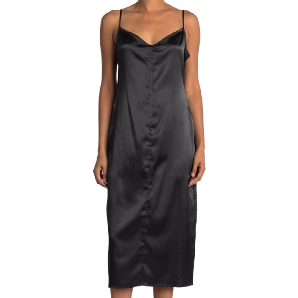 REVOLVE Dress AFRM Katica Black Satin Dress Noir Size XL